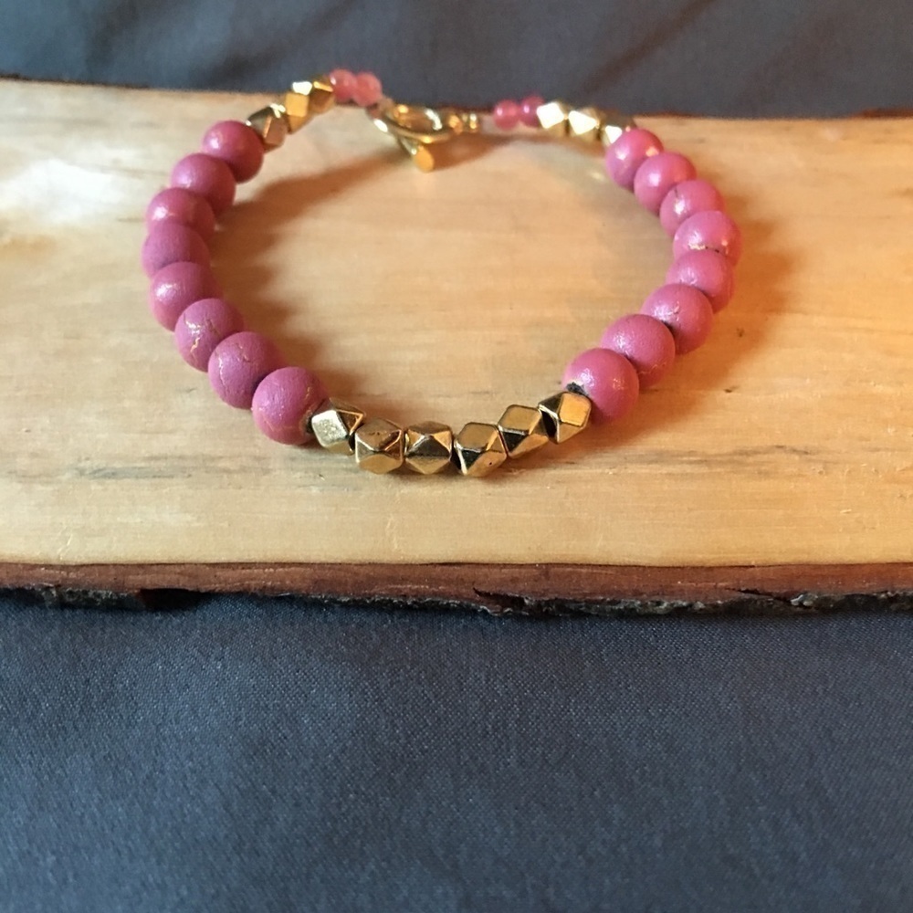💖pink and gold stretch toggle bracelet